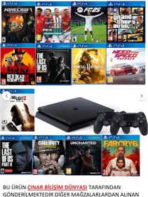 Resim Çınar Bilişim Dünyası Ps4 1 Tb Slim Kasa 13 Oyunlu 2 Adet V2 Kol + (12.02V) 12 Ay Garanti 