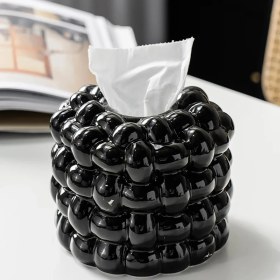 Resim Peony Studio Dekoratif Peçetelik Seramik Peçetelik Siyah Renk WM22011-H 