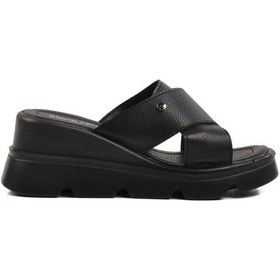 Resim Pierre Cardin Siyah Yüksek Taban Kadın Dolgu Topuk Terlik Çok Renkli 