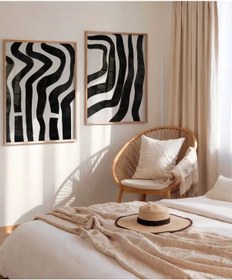 Resim Çerçevesiz Poster Monokrom Zebra Çizgileri 2'li 