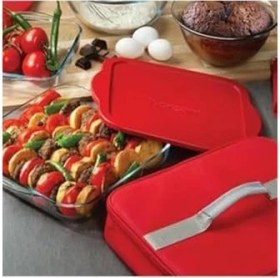 Resim Evsenavm Çantalı Borcam Kare Tepsi Kapaklı 59024 Kırmızı 