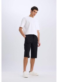 Resim DeFacto Slim Fit Dar Kesim Kargo Cepli Basic Düz Kapri Şort T4693AZ25SMBK81 