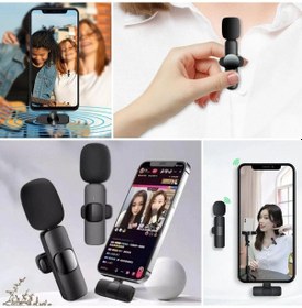 Resim Type C Uyumlu İphone Dönüştürücülü Kablosuz Yaka Mikrofonu Androi 