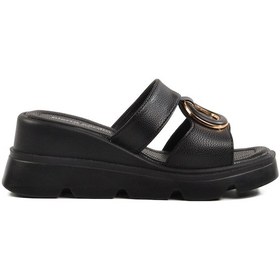 Resim Siyah Yüksek Taban Kadın Terlik Pc-7534 Z Siyah 