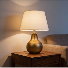 Resim Vera Krem Başlıklı Eskitme Gold Modern Abajur Eskitme Altın 