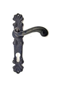 Resim Antika Tarz Dekoratif Pirinç Okyanus Oda Kapı Kolu - 230x46 Mm, Oksit Tg-v 5539 