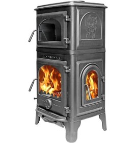 Resim Volkan V-58c Üç Camlı Yan Kapak Fırınlı Döküm Şömine Soba 