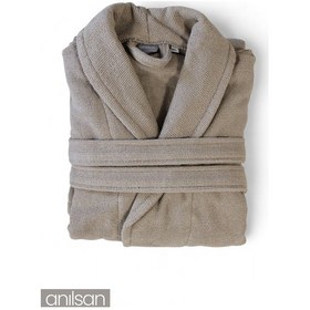 Resim %100 Pamuk Bej Bornoz - Şalyaka Otel Bornozu, Spa Için Ideal, Günlük Kullanıma Uygun Bej 