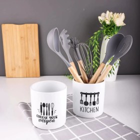 Resim Yzhome Beyaz Porselen Loza Kaşıklık Mutfak Üstü Organizer 
