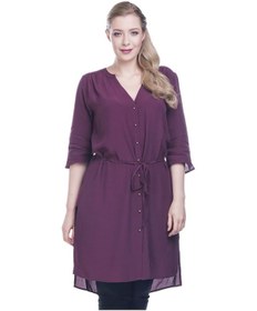 Resim Myline Düğmeli Beli Kuşaklı Tunik-bordo Bordo 