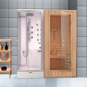 Resim Dikdörtgen Tekneli Kompakt Sauna | Mod - 100x190 / Beyaz / Tekneli 