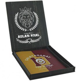 Resim Galatasaray Orijinal Defter Kalem Kırtasiye Ahşap Kutulu 3lü Taraftar Hediye Set 