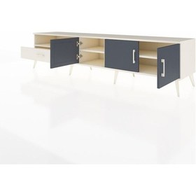 Resim Hyperion Tv Ünitesi 3 Raflı Tek Çekmeceli 3 Kapaklı 220x44x51 Aytaşı-antrasit/aytaşı Antrasıt/aytası - Aytası 