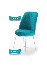 Resim Canisa Concept Dexa Serisi, Üst Kalite Yemek Odası Sandalyesi, Metal Beyaz Iskeletli, 4 Turkuaz Adet Metal, Turkuaz 
