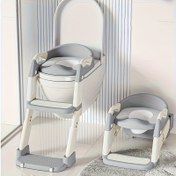 Resim 3’ü 1 Arada Katlanabilir Çocuk Tuvaleti - Kaymaz Tabanlı, Ayarlanabilir Yükseklikli, Ergonomik Tutma Kolları, Dayanıklı Plastik, Yer Tasarruflu Tasarım, Güvenli Banyo Ekipmanı, Nötr Renkler, Sağlam Tutma Kulpları 