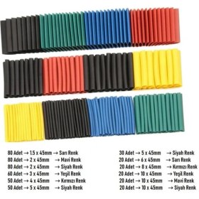 Resim Bunyon 530 Adet Isıyla Daralan Makaron Seti Kablo Koruyucu Kablo Yalıtım Tamir Polyolefin Shrink 