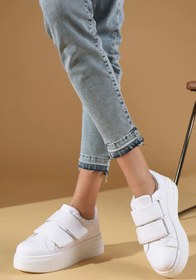 Resim tomıross Tomms Kadın Chloe Çift Bantlı Beyaz Spor Sneaker Ayakkabı Chl-6901 