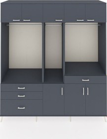 Resim Kronos Dolap 8 Raflı 4 Çekmeceli 3 Askılı 220x59x243 Antrasit-antrasit/antrasit Antrasıt/antrasıt 