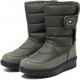 Resim Su Geçirmez Kaymaz Taban İçi Kürklü Uzun Bot Erkek Ve Kızlar İçin Kar Botu Haki 