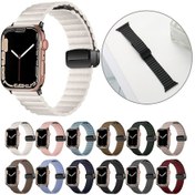 Resim Sones iOS Uyumlu Watch Se 2022 44mm Su Dalgalanma Manyetik Katlanır Tokalı Saat Kordonu, Stil: Kalın Versiyon 