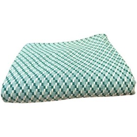 Resim Kara Tezgah Pamuk Santranç Desenli Koyu Yeşil Peştemal 