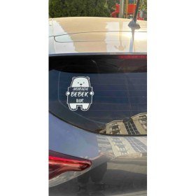Resim Arabada Bebek Var Ayıcık Araba Sticker 