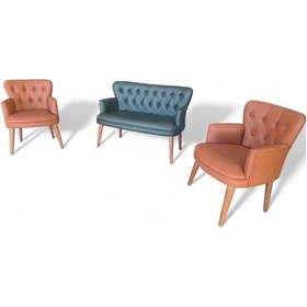 Resim Yeşil Ve Taba Deri Ahşap Ayaklı Ofis Koltuk Takımı Büro Koltuk Ve Kanepeleri Deri Ofis Mobilyası Yeşil Ve Taba 