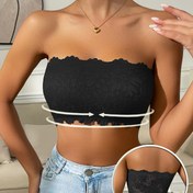Resim Kadın Seksi Dantel Bralette - Ped Yok, Askısız, Orta Destek, Düz Renk, Günlük Giyim İçin Mükemmel, Rahat Uyum, Ped Yok Bra|Dantel Bralette|Rahat Uyum 