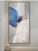 Resim Yağlı Boya Tablo %100 El Yapımı 66cmx115cm Soyut Mavi Gri 