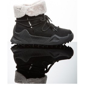 Resim Kadın Günlük Nubuk Deri Kar Bot Bootie Postal İçi Kürklü Düğmeli Ve Bağcıklı Kaymaz Taban 501 Siyah 