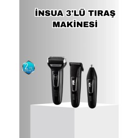 Resim Normadia Insua Erkek Bakım Seti, 3 Başlıklı Şarjlı Tıraş Makinesi, Kablosuz Kullanım 