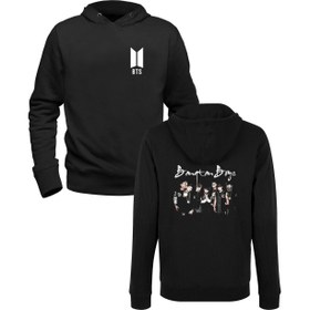 Resim Bts Siyah Ön Arka Baskılı Çocuk Sweatshirt 