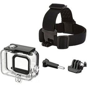 Resim Gopro Hero 8 Waterproof Housing Ve Gp24 Kafa Bandı 4 Parçalı Set 