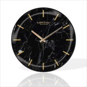 Resim M3 Decorium Büyük 35 cm Yuvarlak Siyah Afyon Mermeri Desenli Sessiz Saniye Bombe Camlı Ev Ofis Okul Duvar Saati 