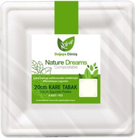 Resim Supertrend Doğa Dostu Kare Karton Tabak 20cm 6lı 