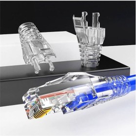 Resim 100 Adet - Rj45 Cat5e Cat6 Cat6a Boots Konnektör Şeffaf Jack Koruma Kılıfı 