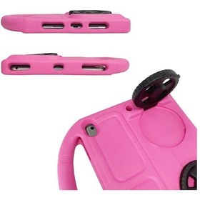 Resim İpad 10.2 8.nesil Uyumlu Zore Wheel Car Tekerlek Standlı Tablet Eva Silikon Kılıf-mor Tablet Kılıfı 