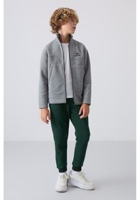 Resim Tommylife Gri Melanj Pamuklu Kalın İçi Tüylü Yumuşak Dokulu Standart Fit Nakışlı Erkek Çocuk Sweatshirt - 11245 Gri Melanj 