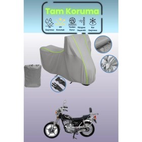 Resim Dokaca Neo Gri Neon Fitilli Mondial 150 Kt Uyumlu Motosiklet Brandası, Koruyucu Örtü, Motor Branda 