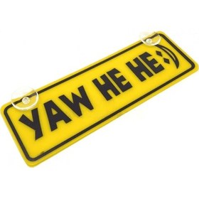 Resim Yav He He Yazılı Sarı Dekor Plaka Vantuzlu Cam Süsü 