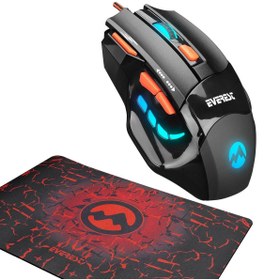 Resim Everest Usb Siyah Makrolu 7200dpi Kablolu Oyuncu Mouse + Gaming Mouse Pad Modern Tasarım 826334 