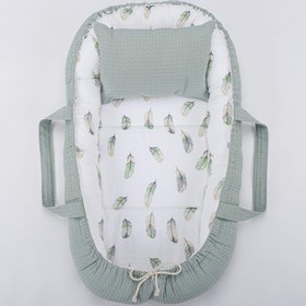Resim Babynest ve Yastık - Çift Taraflı - Yeşil Petek - Yeşil Tüy 
