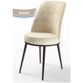 Resim Canisa Dexa Serisi, Üst Kalite Mutfak Sandalyesi, Krem Sandalye Metal Kahverengi Iskeletli Sandalye Krem Ayaklar Kahverengi 