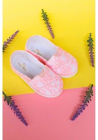 Resim Dantelli Çocuk Keten Babet Ayakkabı-pembe-f-4001 Pembe 