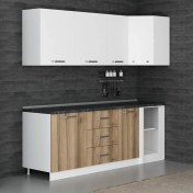 Resim Minar 225CM Köşe Mutfak Dolabı - Beyaz/dore K225-D3 
