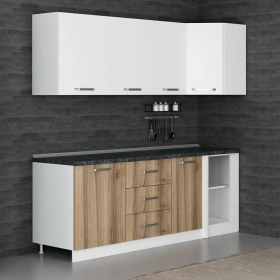 Resim Minar 225CM Köşe Mutfak Dolabı - Beyaz/dore K225-D3 
