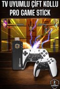 Resim 8k Android Tv Gme Stick Video Oyun Konsolu Aile Retro 35000 Oyunlu Çift Kollu 