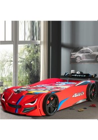 Resim Arabalı Yatak , Bazalı Arabalı Yatak Merso Eko - Kırmızı 