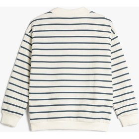 Resim Koton Sweat Şardonlu Dik Yaka Uzun Kollu Mavi Çizgili 4wkg10283ak 4WKG10283AK6S0 Mavi 