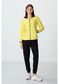 Resim Tommy Life Limon Dik Yaka Fermuarlı Rahat Form Kadın Polar Sweatshirt - 97173 Limon Sarısı 
